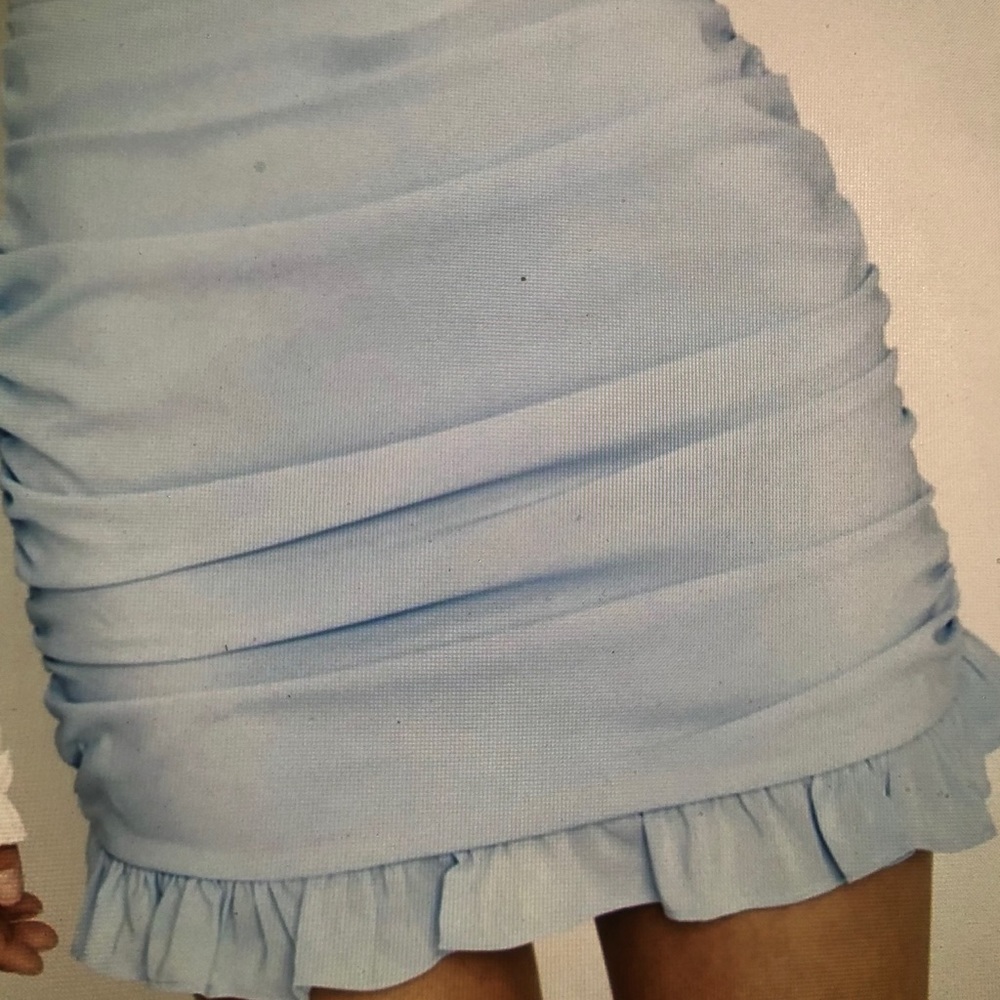 Powered Blue Ruffle Mini Skirt